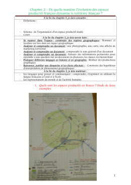 Chapitre 2 &ndash; De quelle mani&egrave;re l`&eacute;volution des espaces productifs