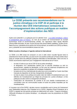 Le CESE présente ses recommandations sur la justice climatique à