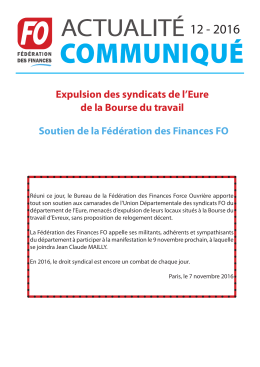 Expulsion des syndicats de l`Eure de la Bourse du travail Soutien de