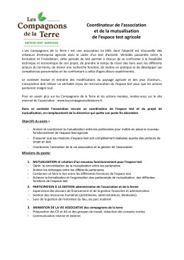 Coordinateur de l`association et de la mutualisation de l`espace test