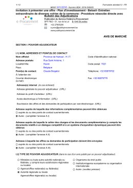 Invitation &agrave; pr&eacute;senter une offre - Plan d`investissement