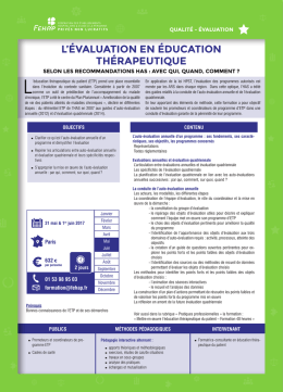 l`évaluation en éducation thérapeutique