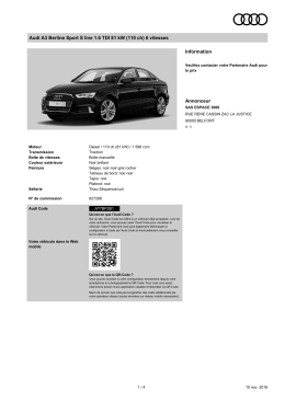 Audi A3 Berline Sport S line 1.6 TDI 81 kW (110 ch) 6 vitesses