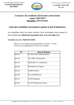 Avis Test info - Universit&eacute; Sultan Moulay Slimane