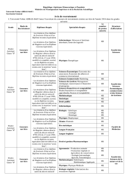 Avis de recrutement - Université Ferhat Abbas de Sétif