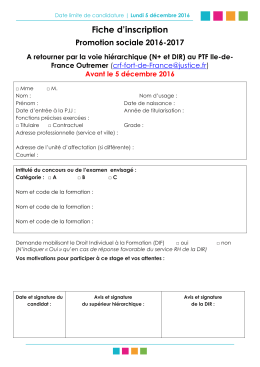 Fiche d`inscription