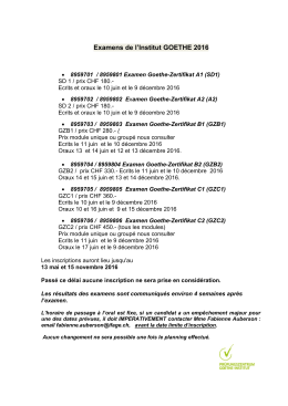 Examens de l`Institut GOETHE 2016
