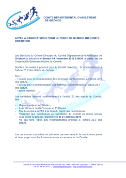 COMITE DEPARTEMENTAL D`ATHLETISME DE GIRONDE APPEL