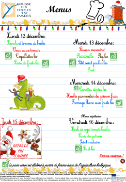 menus du 12 13 14 et 16 decembre