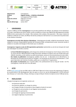 Stage ACTED - Convergences Paris Janvier 2017