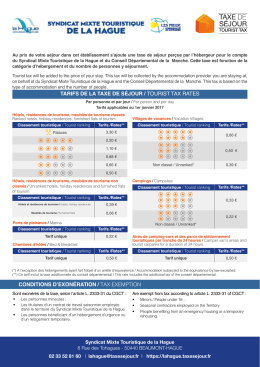 Affichette 2017 - Taxe de séjour | Syndicat Mixte Touristique de la