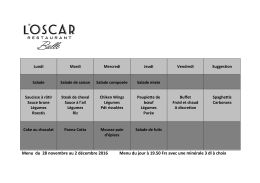 Menus du 28 novembre au 2 decembre 2016