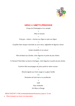 Menu à 148€/personne boissons incluses