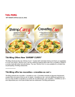 Tiki-Ming Offers New `SHRIMP CURRY` Tiki