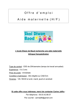 Offre Emploi Diwan Baud