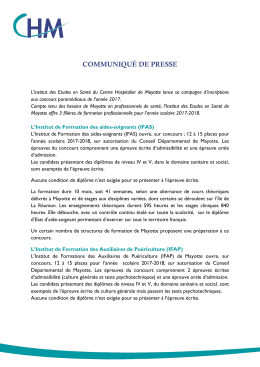 COMMUNIQUÉ DE PRESSE