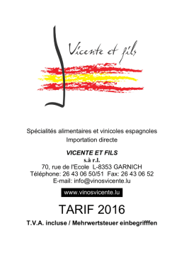tarif 2016 - Vicente et fils