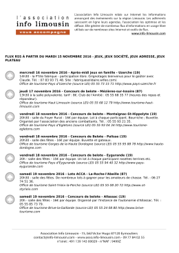 FLUX RSS &Agrave; PARTIR DU MARDI 08 NOVEMBRE