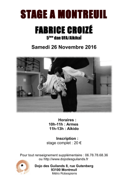 stage a montreuil - Bienvenue sur le site de l`Olympiades A&iuml;kido Club