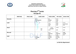Planning 2 ann&eacute;e Groupe 01