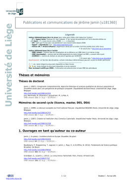 Publications et communications de J&eacute;r&ocirc;me Jamin [u181360]