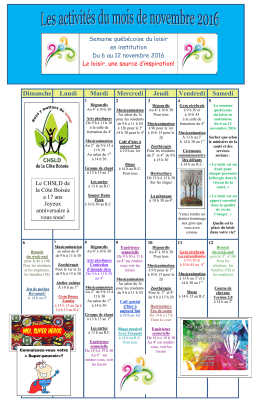 Calendrier - CHSLD | Côte boisée