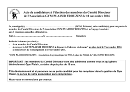 Acte de candidature pour l`AGO du10 novembre 2016