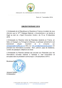 Communiqué du 7/11/16