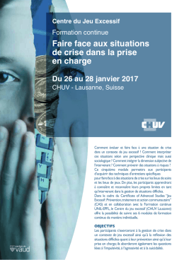 Faire face aux situations de crise dans la prise en charge Du 26 au