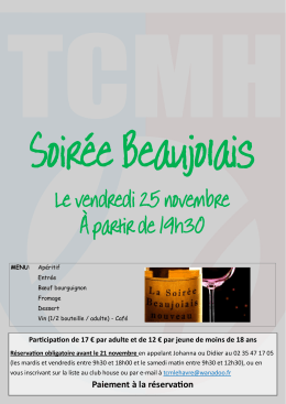 Le vendredi 25 novembre À partir de 19h30