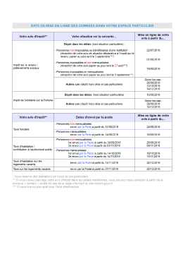 Page 1 DATE DE MISE EN LIGNE DES DONNEES DANS VOTRE
