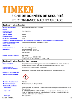 fiche de donn&eacute;es de s&eacute;curit&eacute; performance racing grease