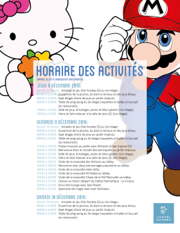 Jeudi 8 D&eacute;cembre 2016: Vendredi 9 D&eacute;cembre 2016: Samedi 10