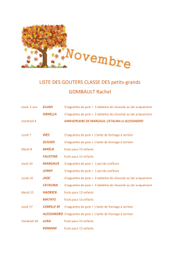 Go&ucirc;ters du mois de novembre classe de RACHEL