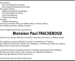 Monsieur Paul FRACHEBOUD