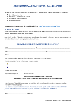 ABONNEMENT AUX AMPHIS VDR- Cycle 2016/2017