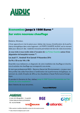 Economisez jusqu`à 1500 Euros * Sur votre nouveau