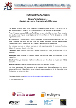 COMMUNIQUE DE PRESSE Stage d`entraînement et