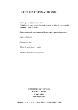 Liste des pi&egrave;ces &agrave; fournir pour le concours SAS
