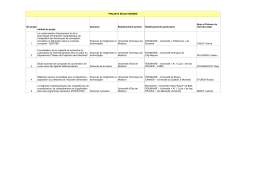 PROJETS SÉLECTIONNÉS Intitulé du projet 1 2 3 Sciences