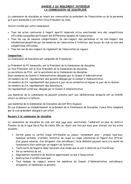 ANNEXE 2 DU REGLEMENT INTERIEUR LA COMMISSION DE