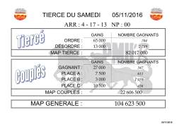 Résultat PMU du 05 novembre 2016