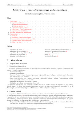 Matrices : transformations élémentaires