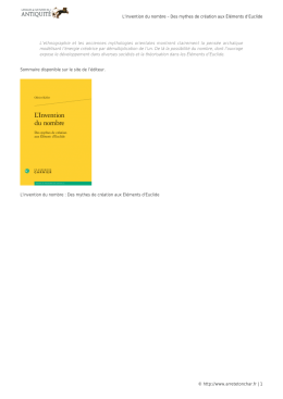 L`Invention du nombre – Des mythes de création