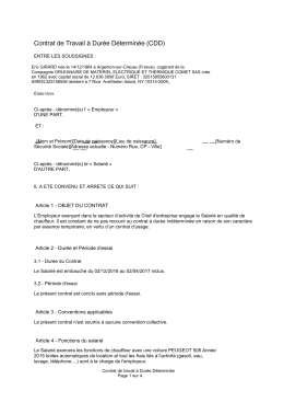Contrat de Travail &agrave; Dur&eacute;e D&eacute;termin&eacute;e (CDD)