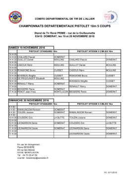 CHAMPIONNATS DEPARTEMENTAUX PISTOLET 10m 5 COUPS