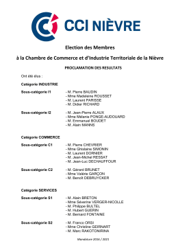 Cliquez pour consulter la liste des élus à la CCI Nièvre et à la CCI de
