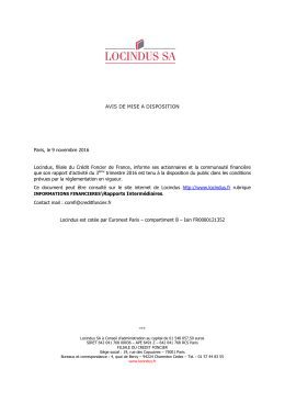 Le Crédit Foncier informe le public que le document de référence