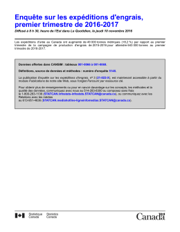 Enqu&ecirc;te sur les exp&eacute;ditions d`engrais, premier trimestre de 2016-2017