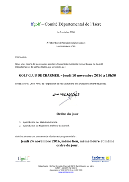 Convocation - Comit&eacute; D&eacute;partemental Golf de l`Is&egrave;re